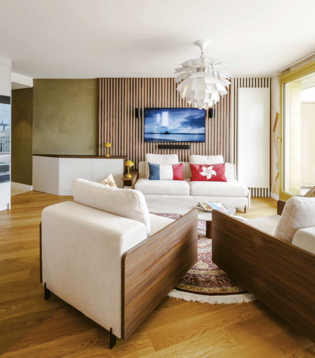 Photo d'un salon illustrant un projet de redistribution et aménagement d'un appartement